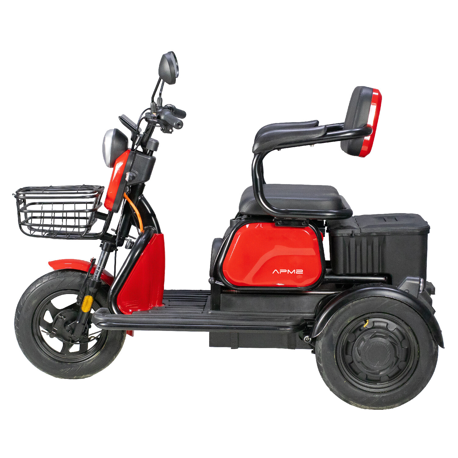 Triciclu Electric, Fara Permis, Motor 1000W, 2-3 locuri, APM2 Rosu, Autonomie pana la 36km, viteza maxima 25 km pe ora, Omologat RAR 15 - motocross, enduro, ATV Tricicleta electrica Voltarom APM2